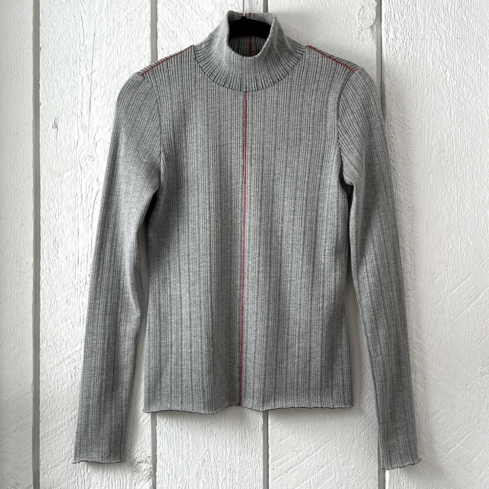 rag & bone Cotton Ribbed Mock Turtleneck Top